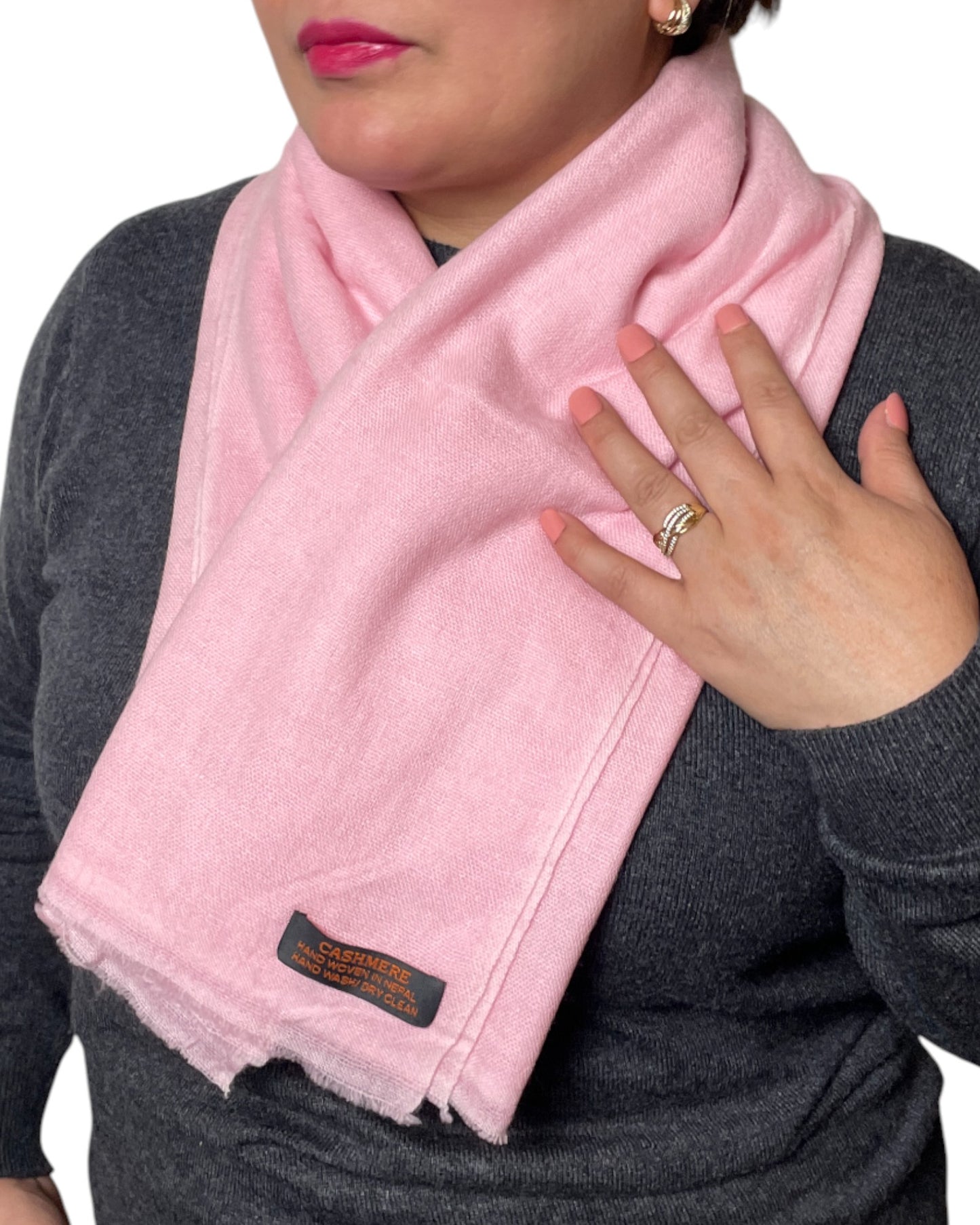 „Rose Veil“ – Handgewebter Kaschmir-Schal aus Nepal warm