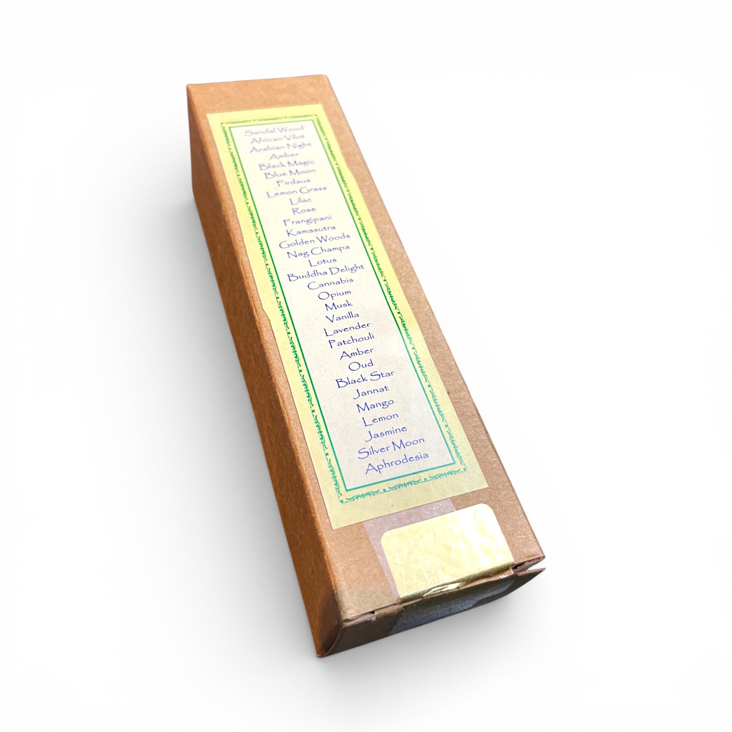 Rueckseite Parfuem Verpackung mit Duftvarianten Liste Himalaya Vibes Bern