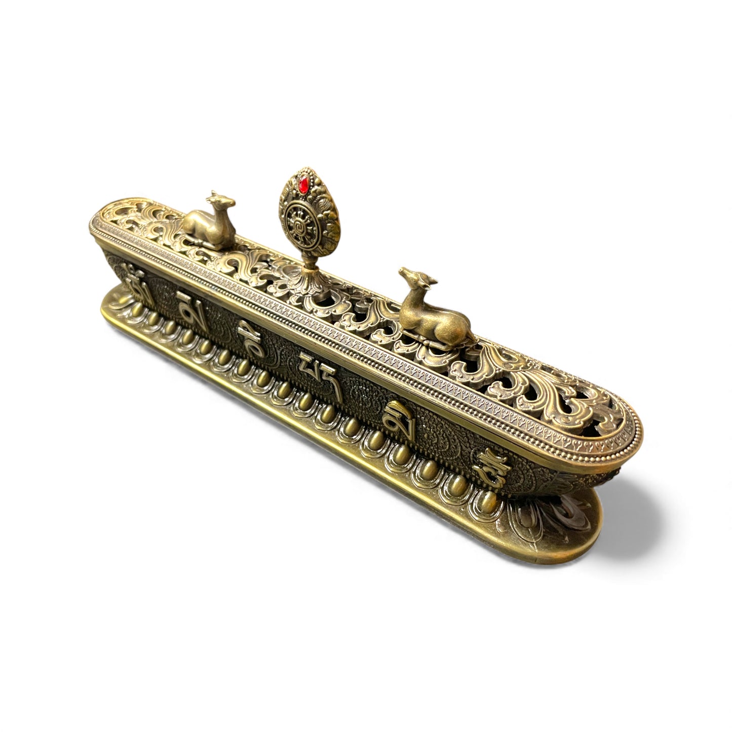 „Samsara“ - Tibetischer Räucherstäbchen-Halter aus Messing quer