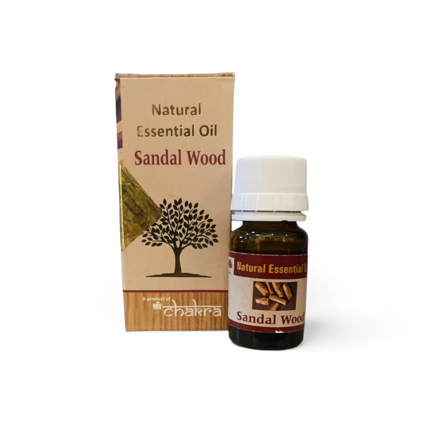 Sandelholz – Chakra Natürliches ätherisches Öl 10 ml mit Flasche und Verpackung im Alltag, Himalaya Vibes Onlineshop