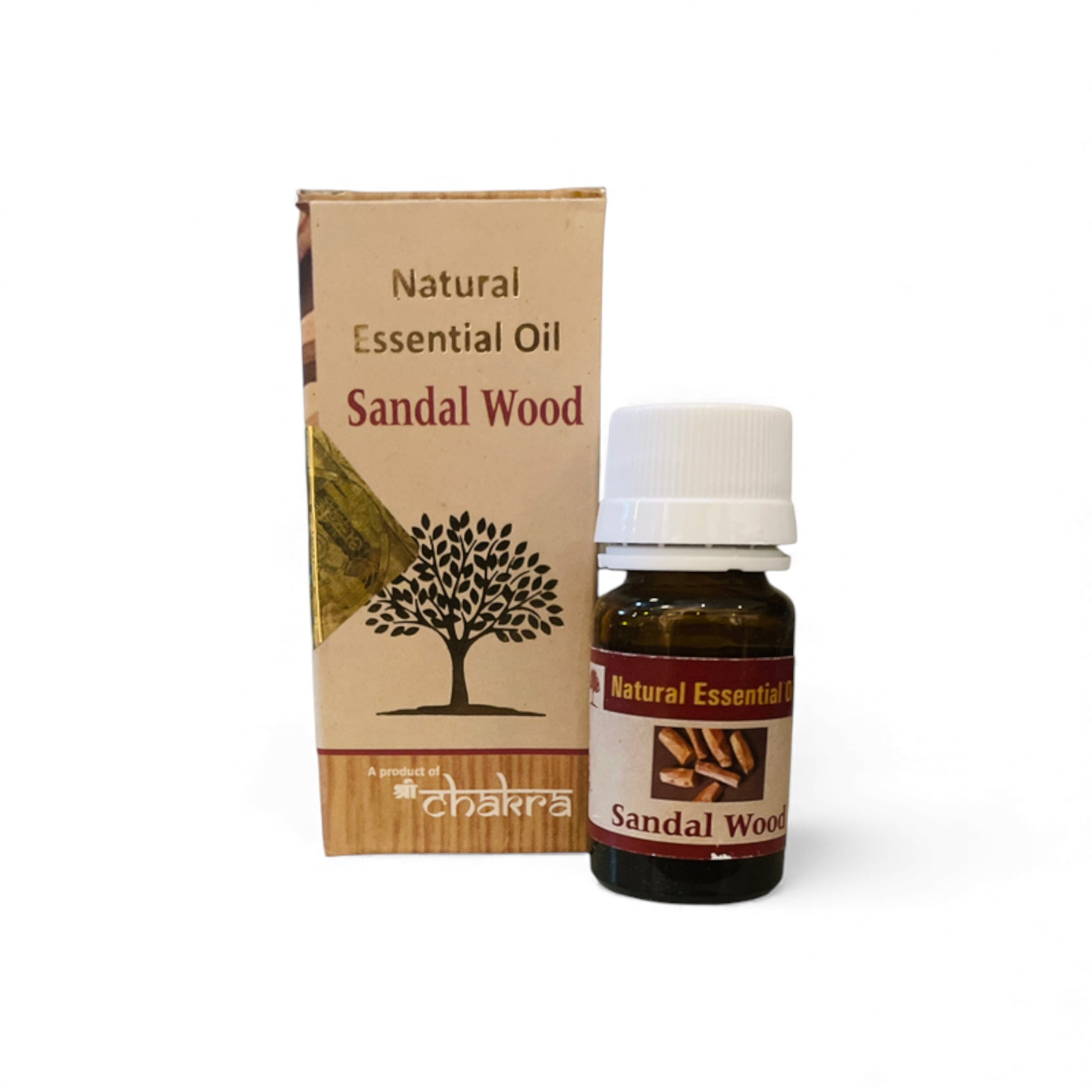 Sandelholz – Chakra Natürliches ätherisches Öl 10 ml mit Flasche und Verpackung im Alltag, Himalaya Vibes Onlineshop