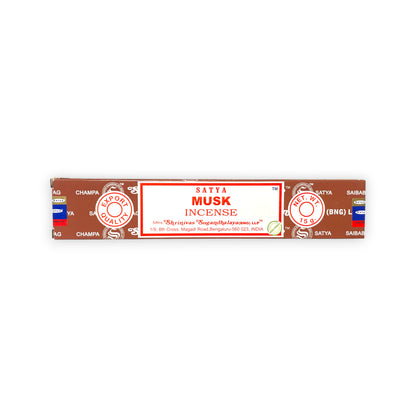 Satya Musk Räucherstäbchen 15 g – handgerollt, süsslich, 🧘 für Meditation, Yoga und Raumreinigung