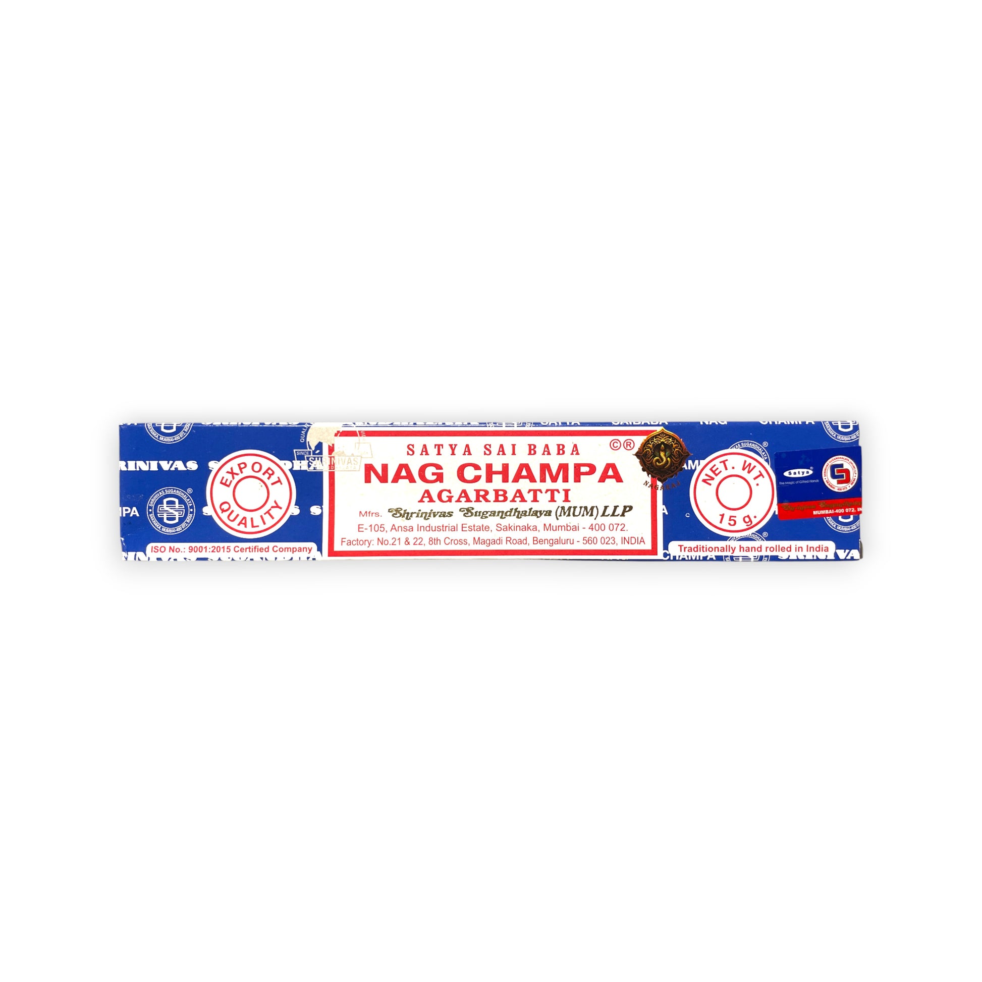 Satya Nag Champa Räucherstäbchen – handgerollt, süsslich, 🧘 für Meditation, Yoga und Raumreinigung 15g