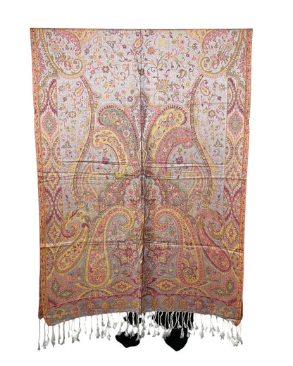 „Seide-Viskose Fall Koralle-Orange Elegance Paisley Schal“