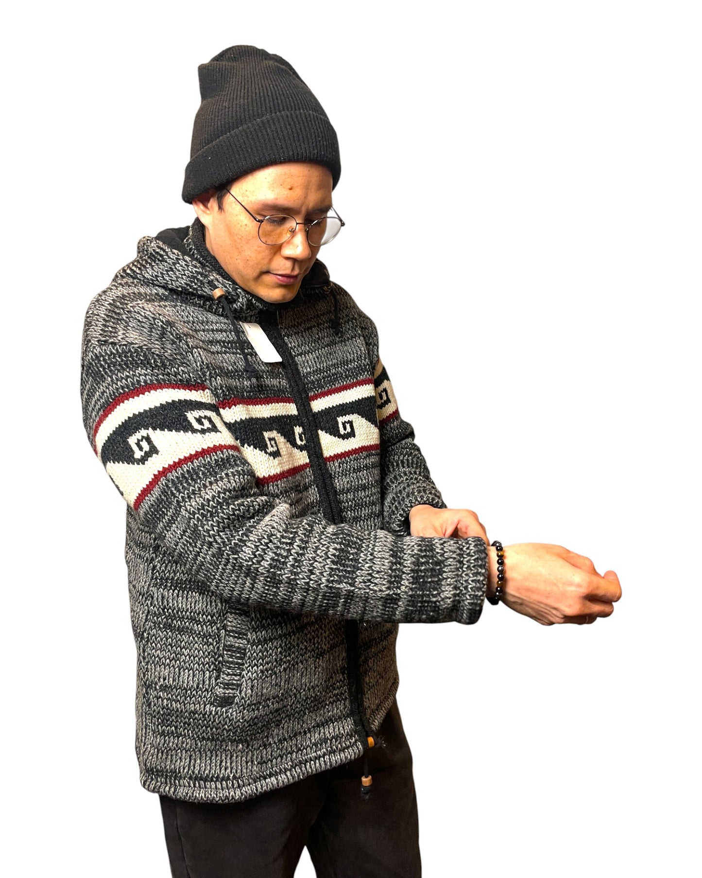 "Shakhu" Handgestrickte Wolljacke Nepal Front