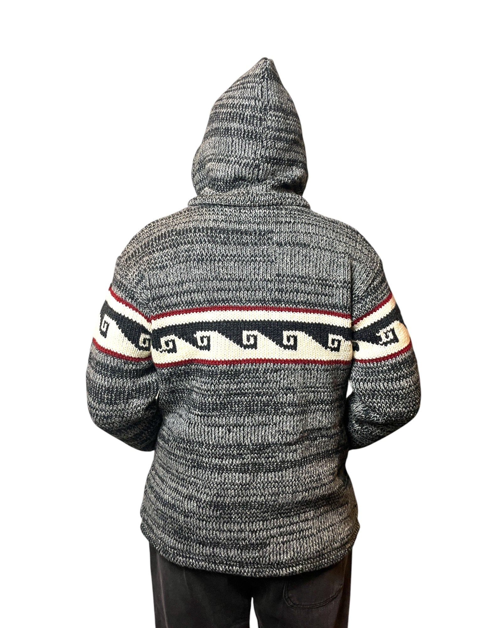 "Shakhu" Handgestrickte Wolljacke Nepal Hinten