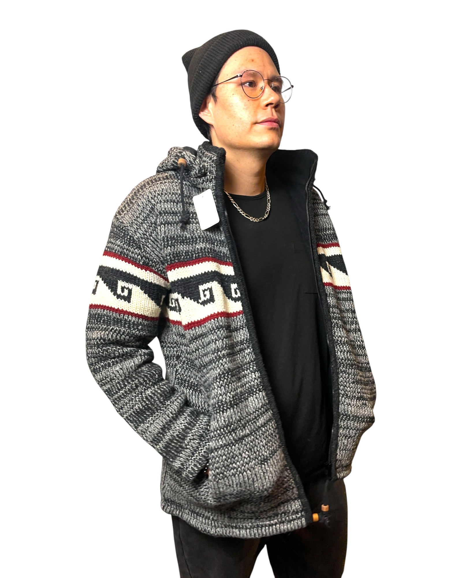 "Shakhu" Handgestrickte Wolljacke Nepal Offen