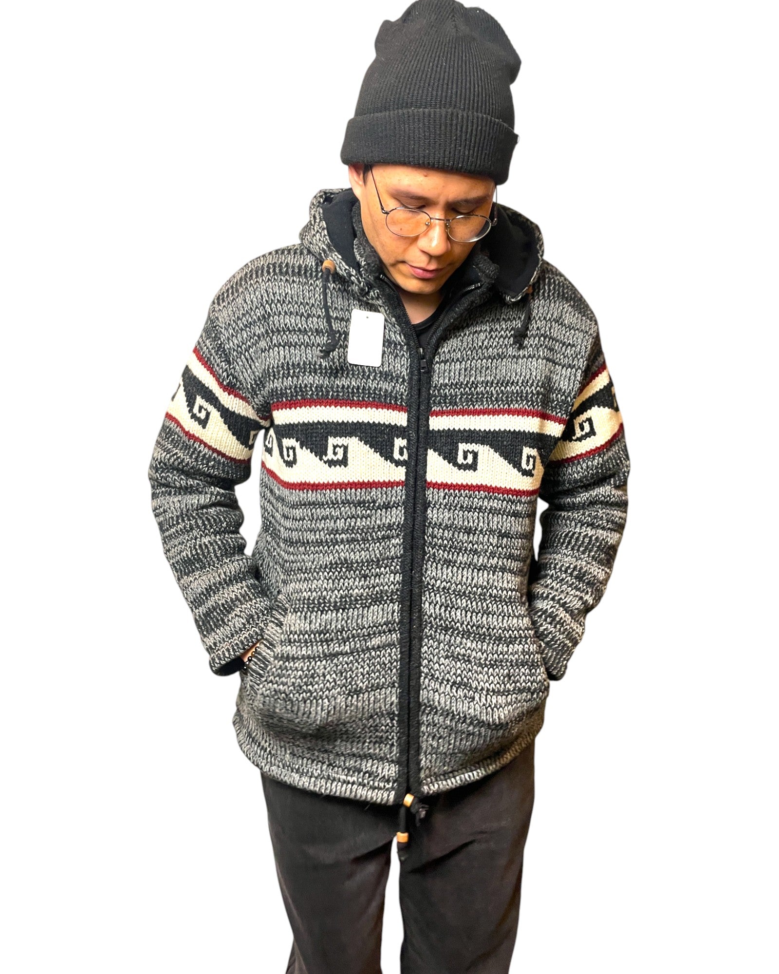 "Shakhu" Handgestrickte Wolljacke Nepal Reissverschluss