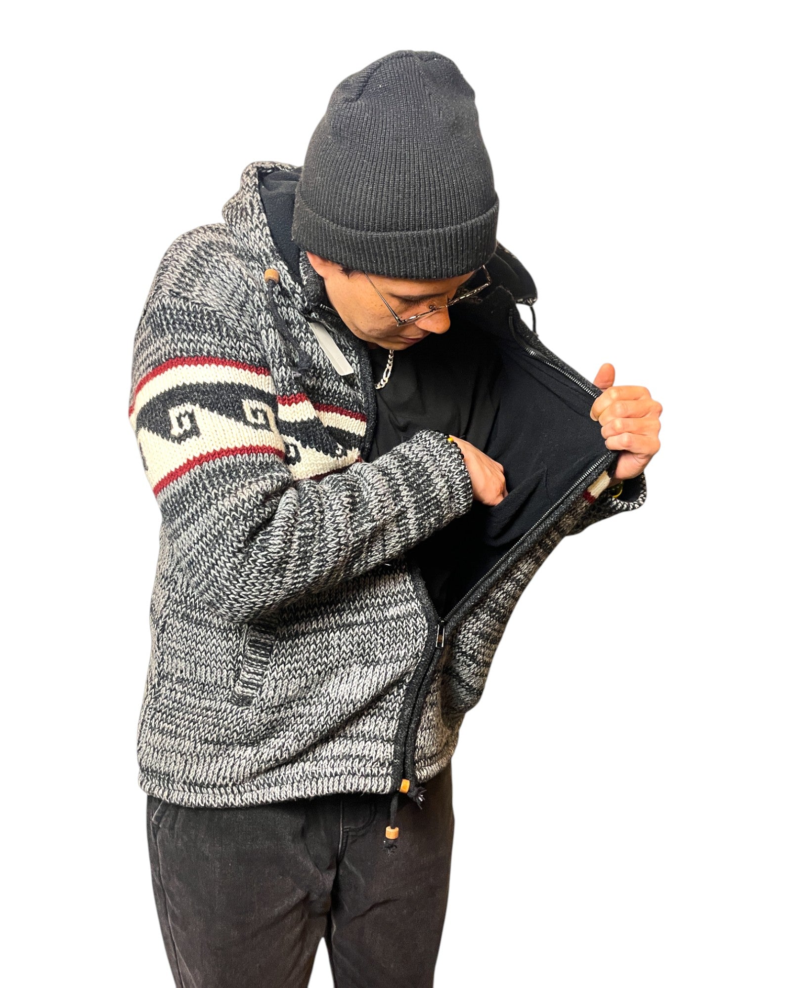 "Shakhu" Handgestrickte Wolljacke Nepal Tasche