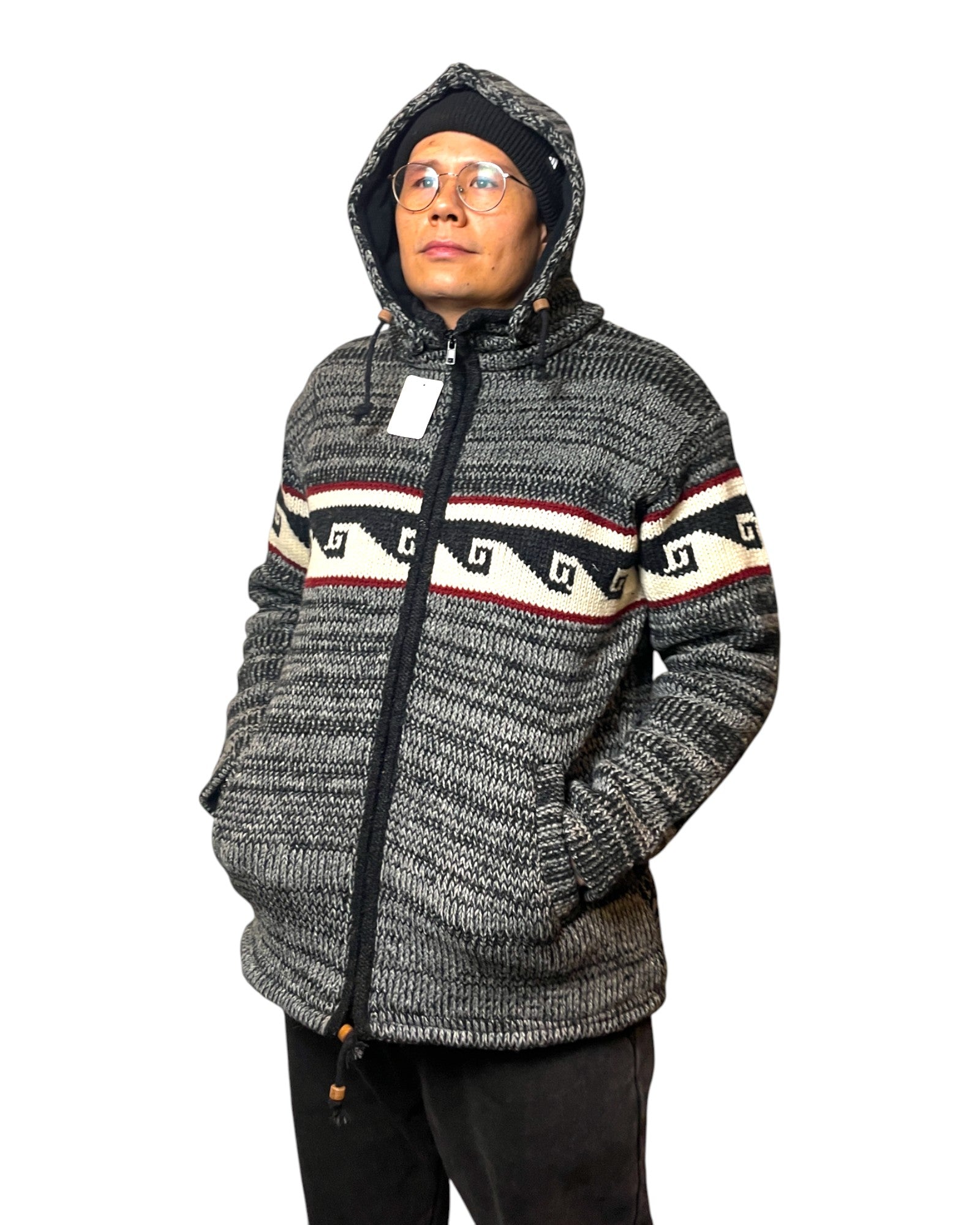 "Shakhu" Handgestrickte Wolljacke Nepal Winter