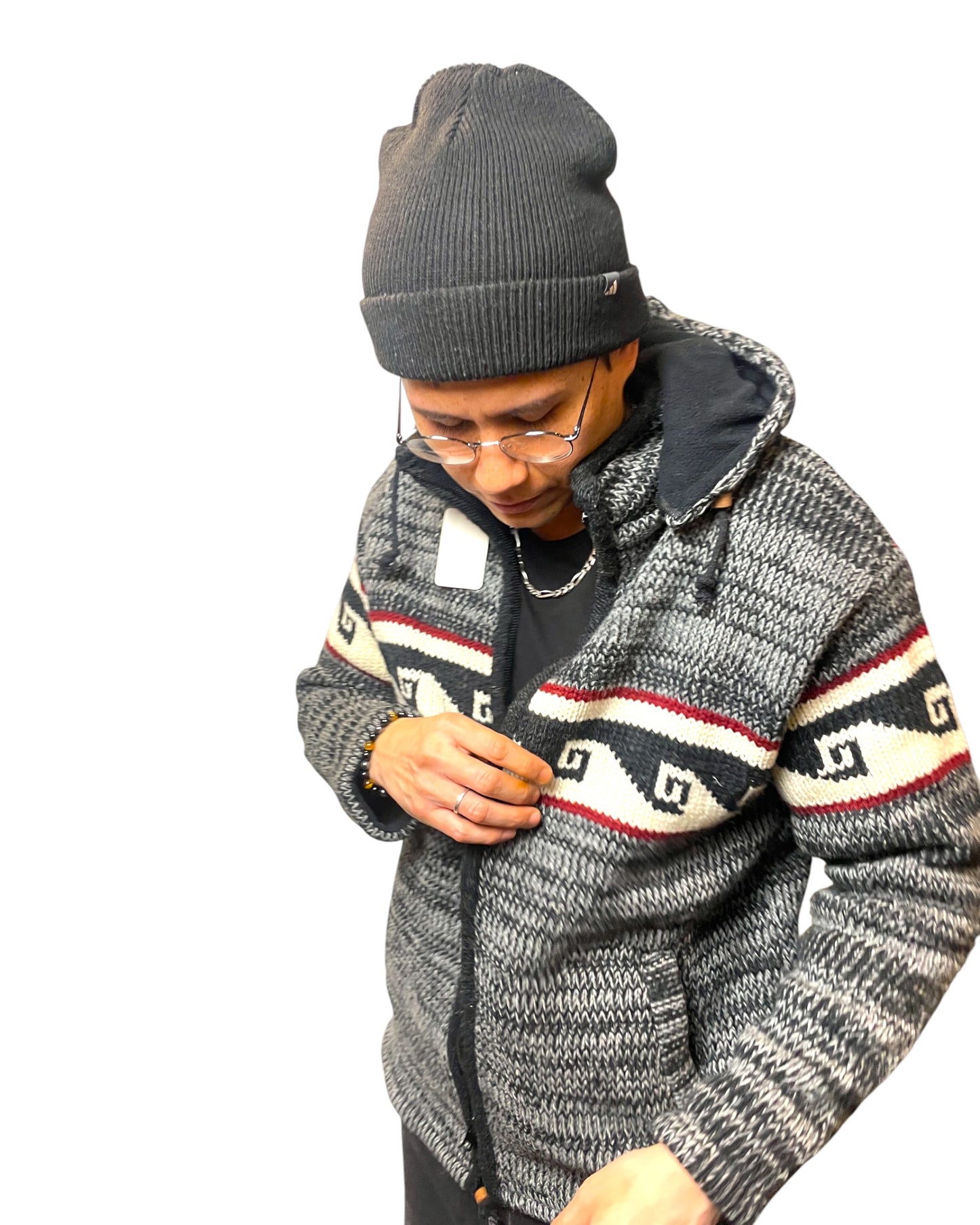 "Shakhu" Handgestrickte Wolljacke Nepal warm