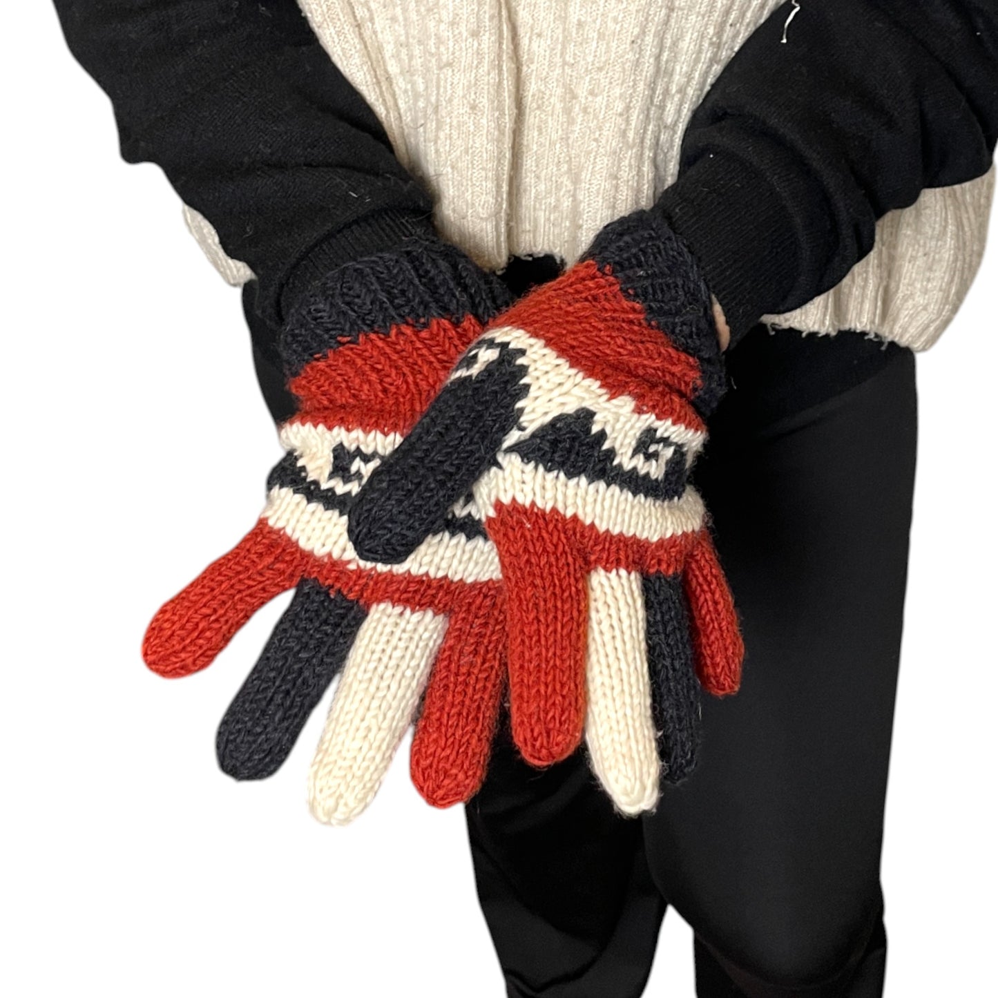 „Sundara“ – Handgestrickte Nepal-Handschuhe rot