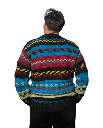 „Tamang Trails“ – Handgestrickter Nepal-Pullover hinten