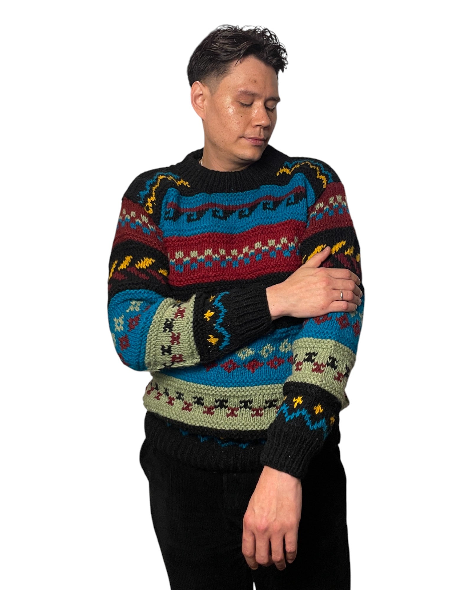 „Tamang Trails“ – Handgestrickter Nepal-Pullover warm