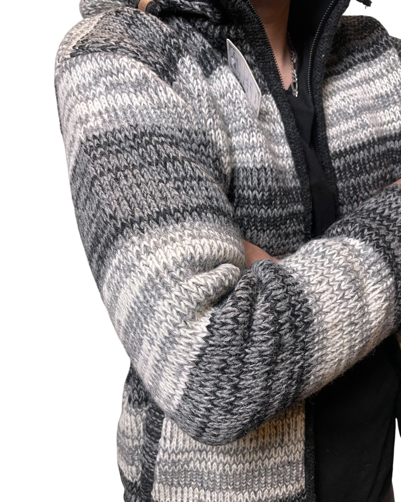 "Tanchok" Handgestrickte Wolljacke Nepal Muster