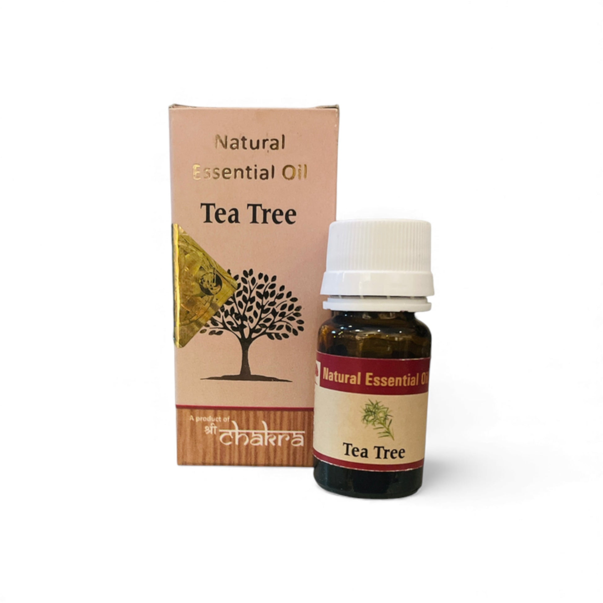 Teebaum – Chakra Natürliches ätherisches Öl 10 ml mit Flasche und Verpackung im Alltag, Himalaya Vibes Onlineshop