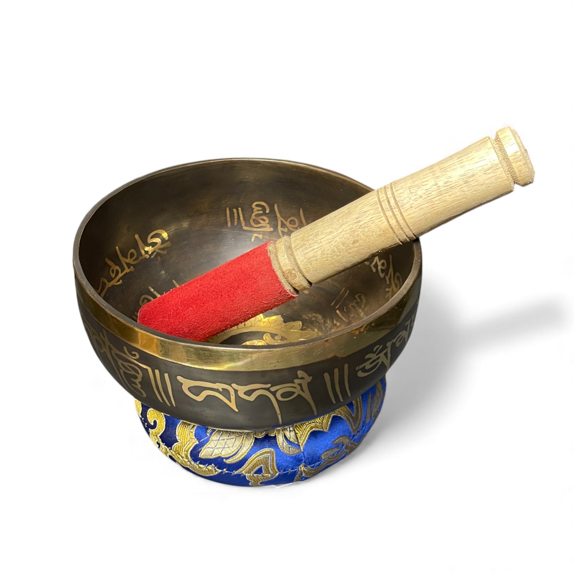 Tibetische Klangschale mit Om-Symbol 15 cm Ø Set