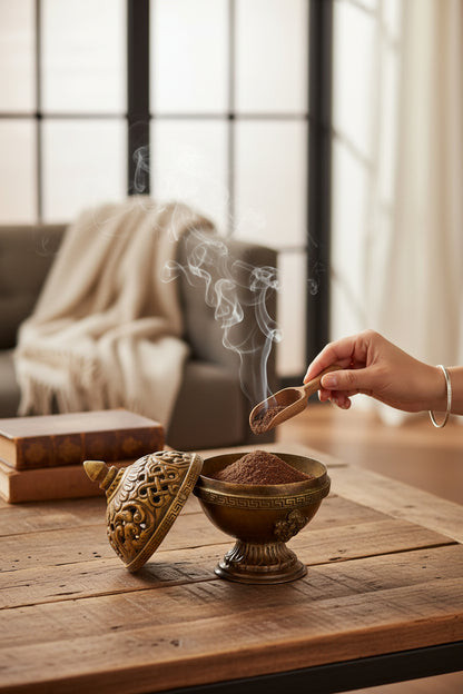 Tibetisches Kupfer-Räuchergefäss mit abnehmbarem Deckel Räucherpulver