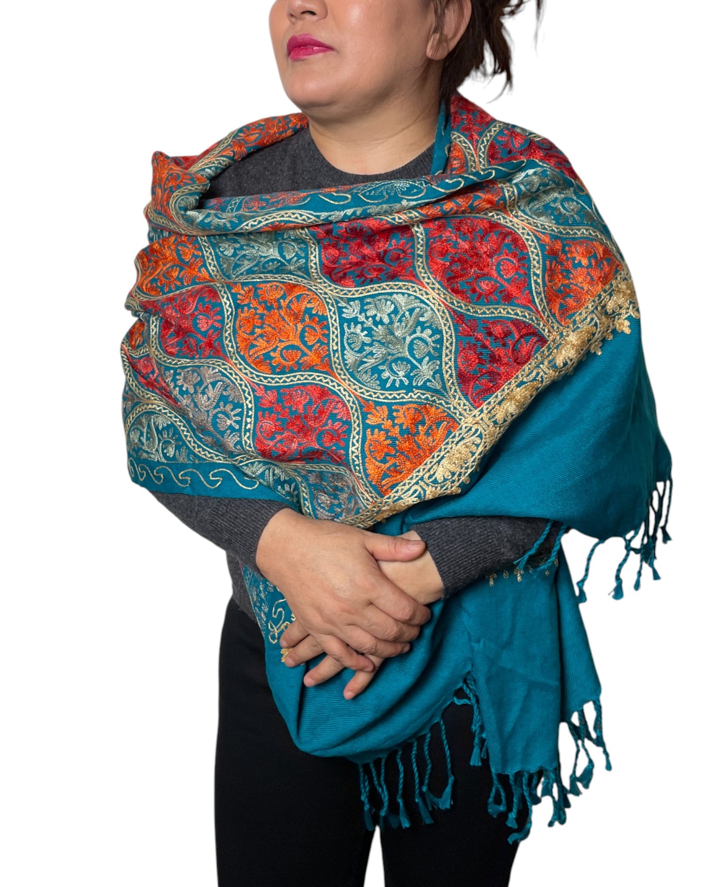 Traditionelle Stickerei auf Baumwolle Viskose Schal
