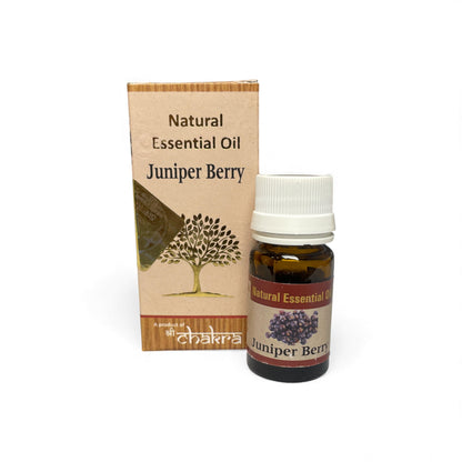 Wacholder – Chakra Natürliches ätherisches Öl 10 ml mit Flasche und Verpackung zusammen im Alltag, Himalaya Vibes Onlineshop