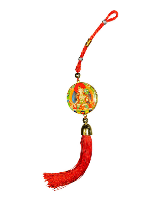 Weisse Tara Anhänger mit sieben Augen und Lotusblüte