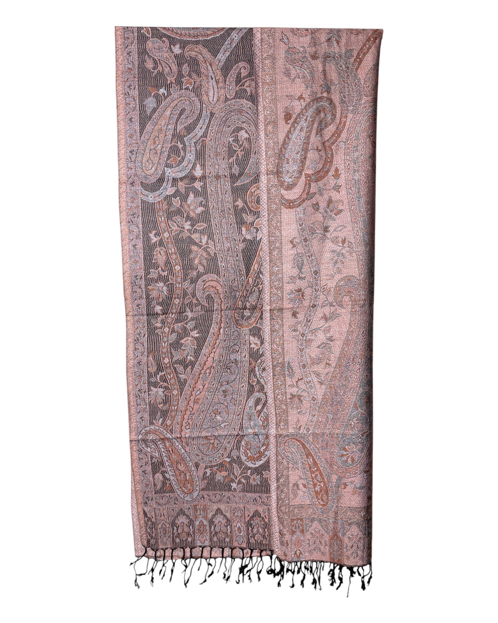 Wendeansicht: Paisley Wende Schal Altrosa Silber Schwarz