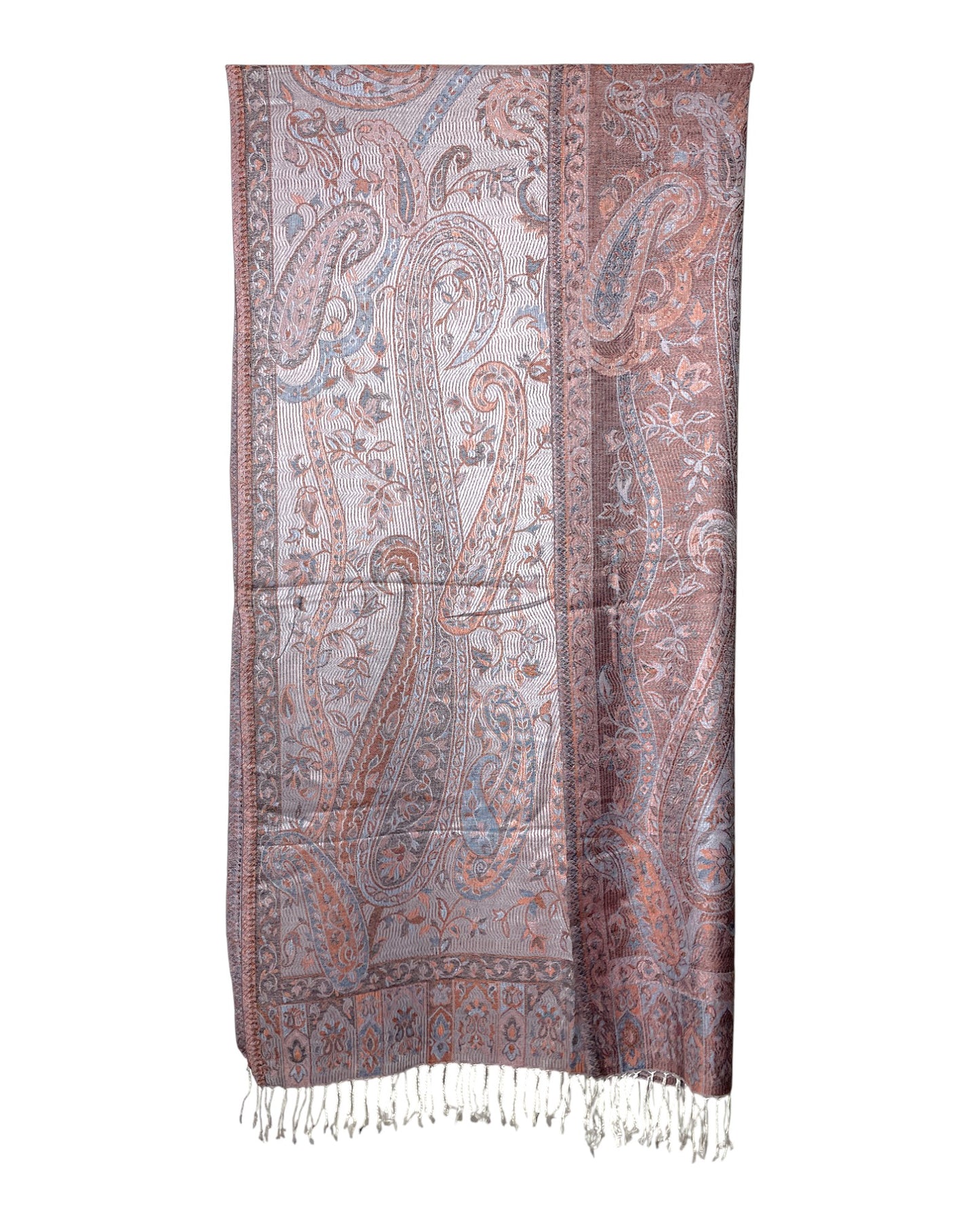 Wendeansicht: Paisley Wende Schal Beige Altrosa Kupfer