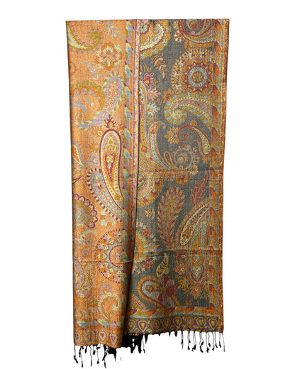 Wendeansicht: Paisley Wende Schal Gold Orange Schwarz