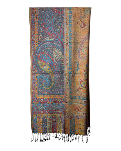 Wendeansicht: Paisley Wende Schal Petrol Rot Gold