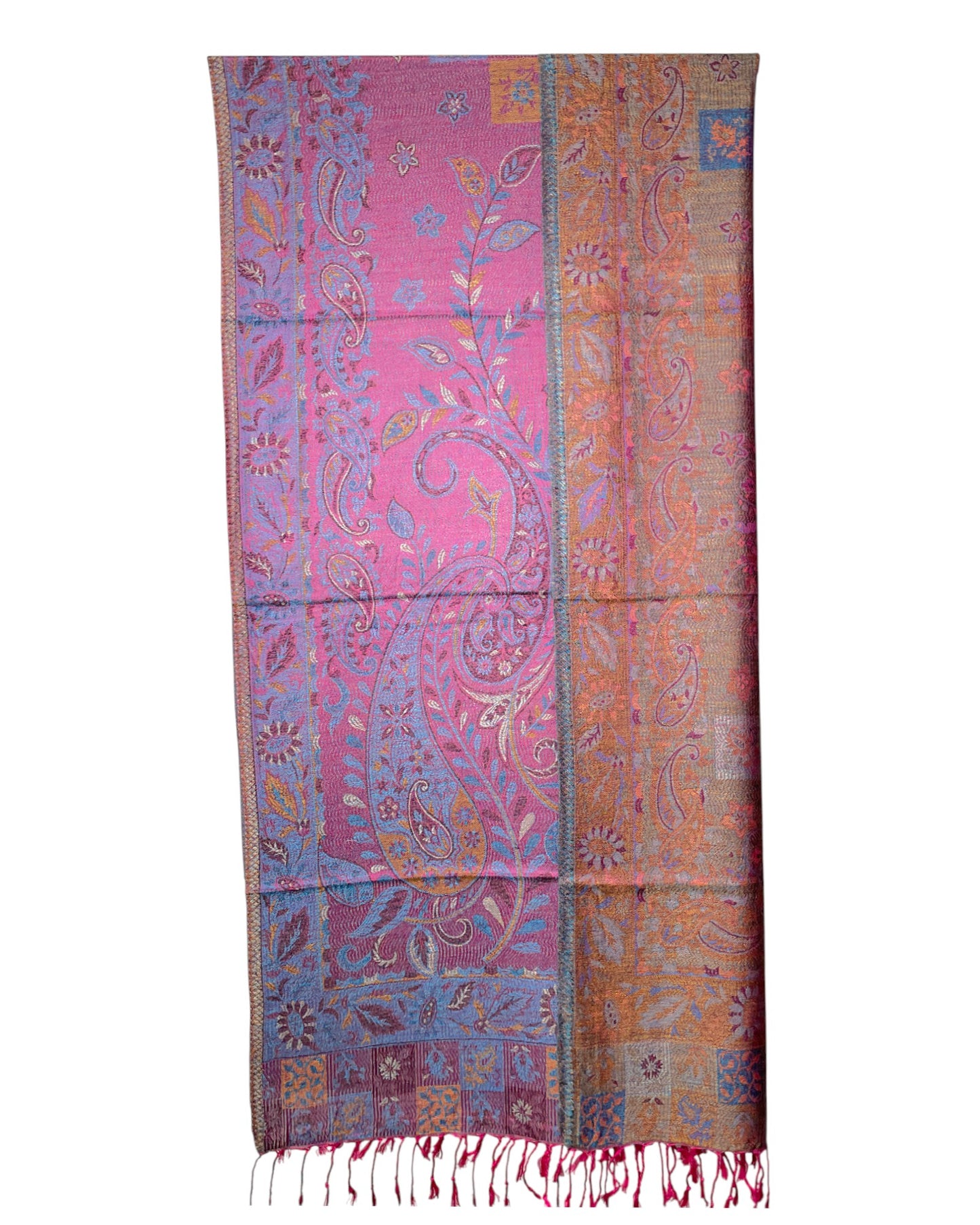 Wendeansicht: Paisley Wende Schal Pink Blau Gold