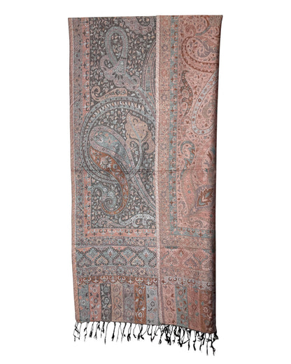 Wendeansicht: Paisley Wende Schal Rosé Silbergrau Blau