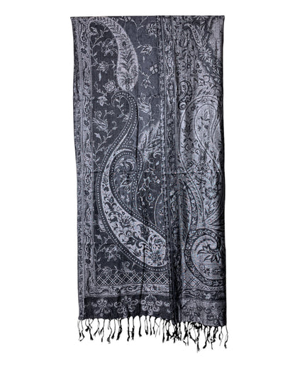 Wendeansicht: Paisley Wende Schal Schwarz Anthrazit Silber