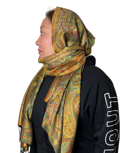 Wendedesign: Wende Paisley Schal Gold Orange Jacquard