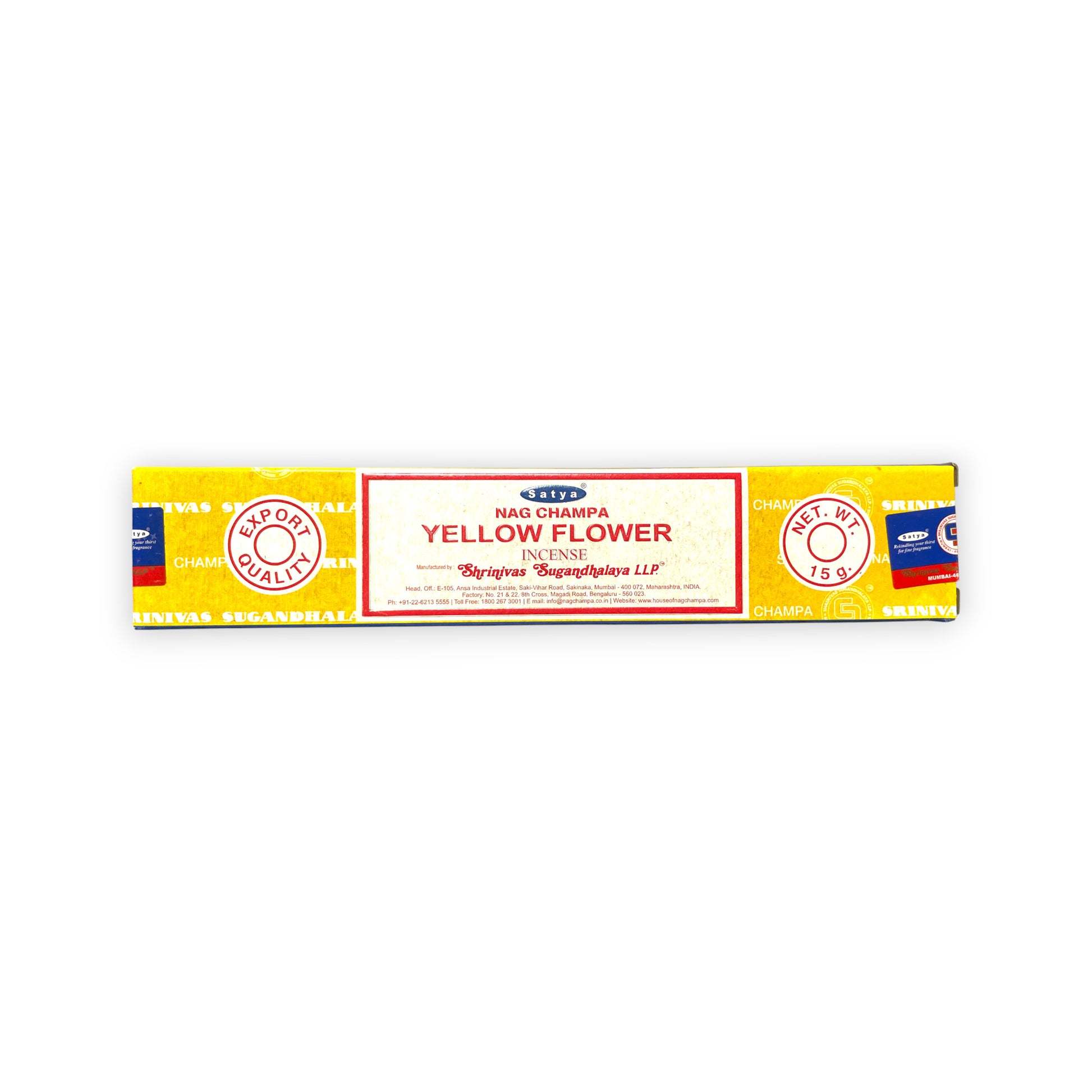 Yellow Flower Satya Original Räucherstäbchen 15 g – Nag Champa Agarbatti von Satya Sai Baba, Wohnung & Haus ausräuchern, handgefertigt, Weirauch
