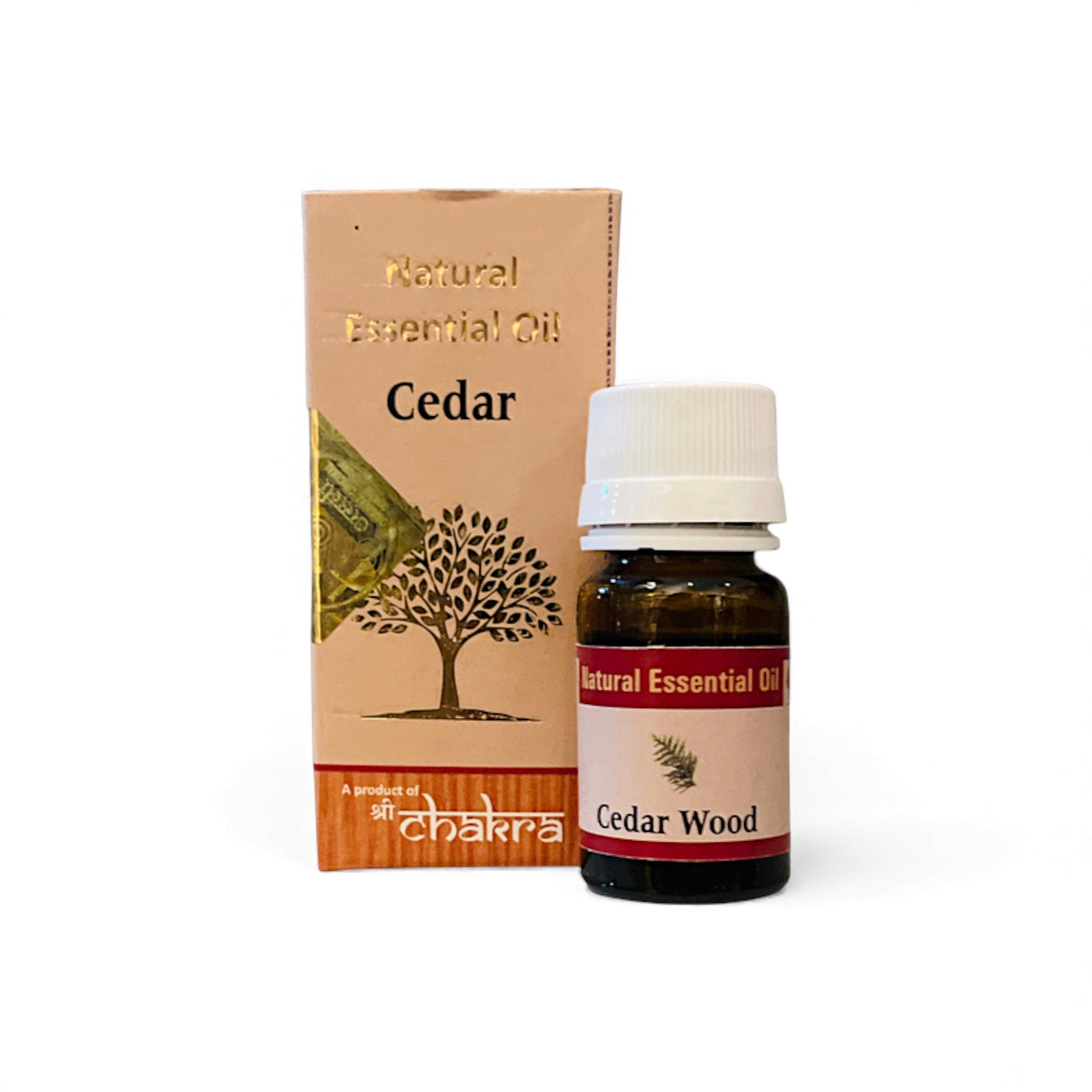 Zeder – Chakra Natürliches ätherisches Öl 10 ml mit Flasche und Verpackung zusammen im Alltag, Himalaya Vibes Onlineshop