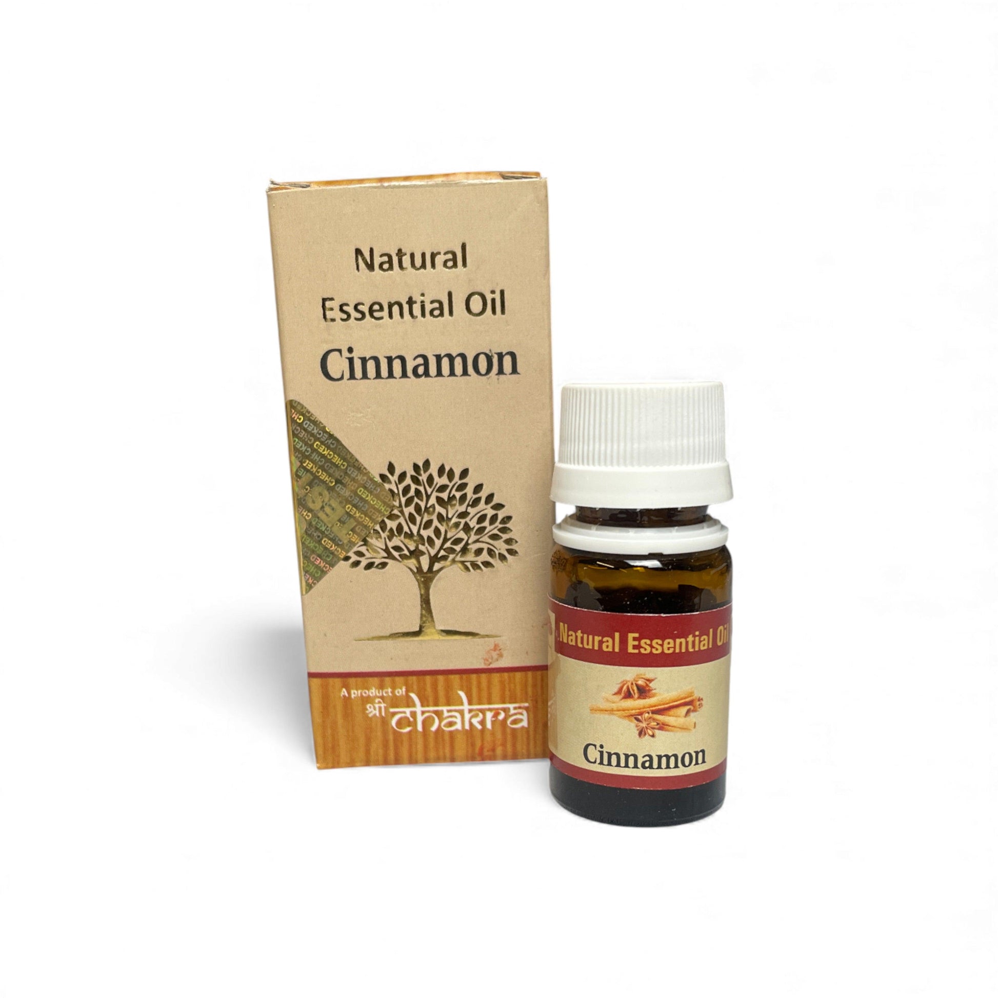 Zimt – Chakra Natürliches ätherisches Öl 10 ml mit Flasche und Verpackung zusammen im Alltag, Himalaya Vibes Onlineshop