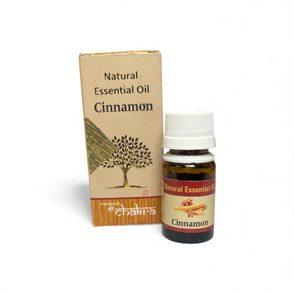 Zimt – Chakra Natürliches ätherisches Öl 10 ml mit Flasche und Verpackung zusammen im Alltag, Himalaya Vibes Onlineshop