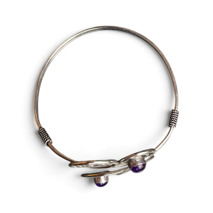 Quadruple Spiral Bangle with Amethyst – Brass, adjustable
