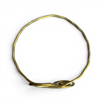 Bracelet jonc double spirale laiton – Ajustable, martelé