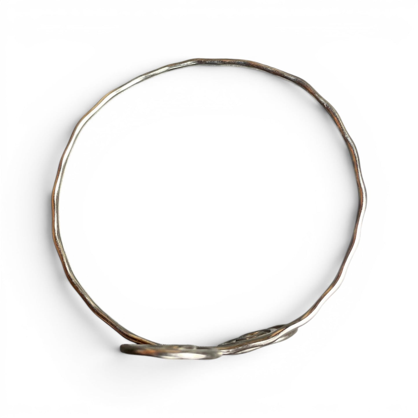 Bracelet jonc double spirale laiton – Ajustable, martelé
