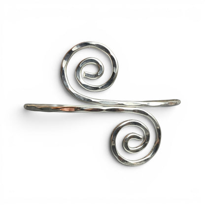 Bracelet jonc double spirale laiton – Ajustable, martelé