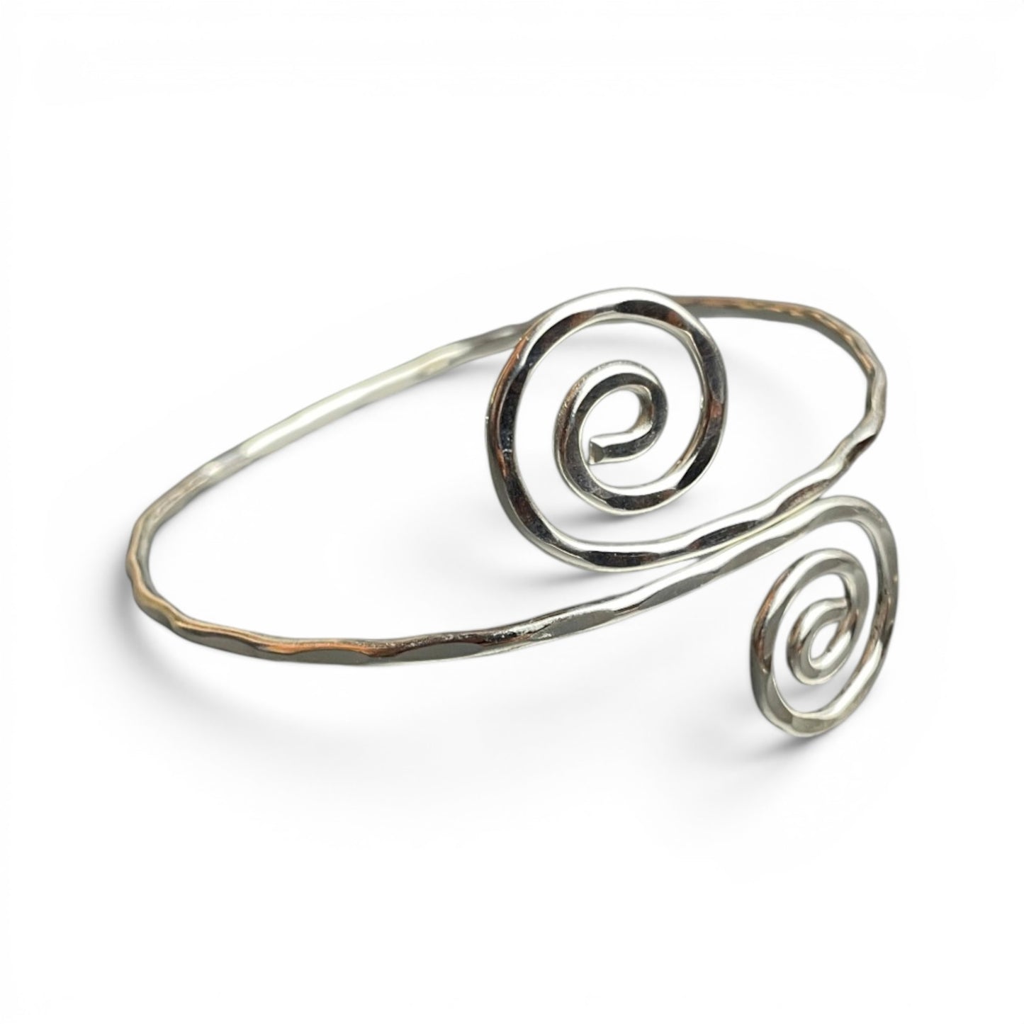 Bracelet jonc double spirale laiton – Ajustable, martelé