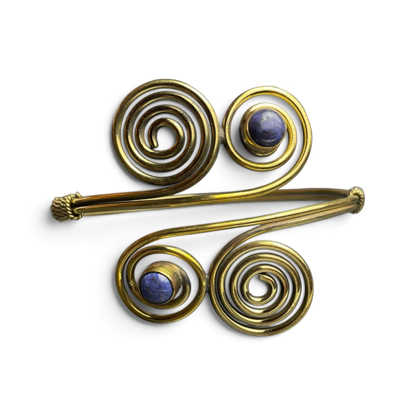 Armreif Vierfachspirale mit Lapis Lazuli, goldfarben – Himalaya Vibes Bern