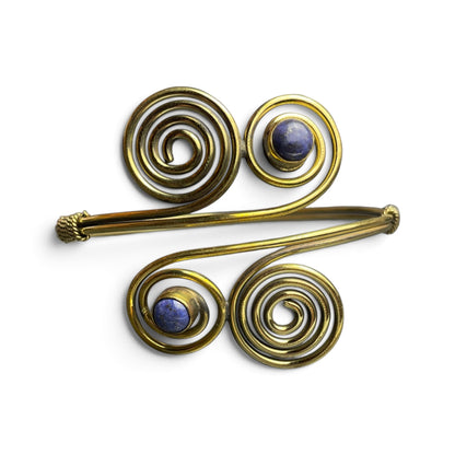 Armreif Vierfachspirale mit Lapis Lazuli, goldfarben – Himalaya Vibes Bern