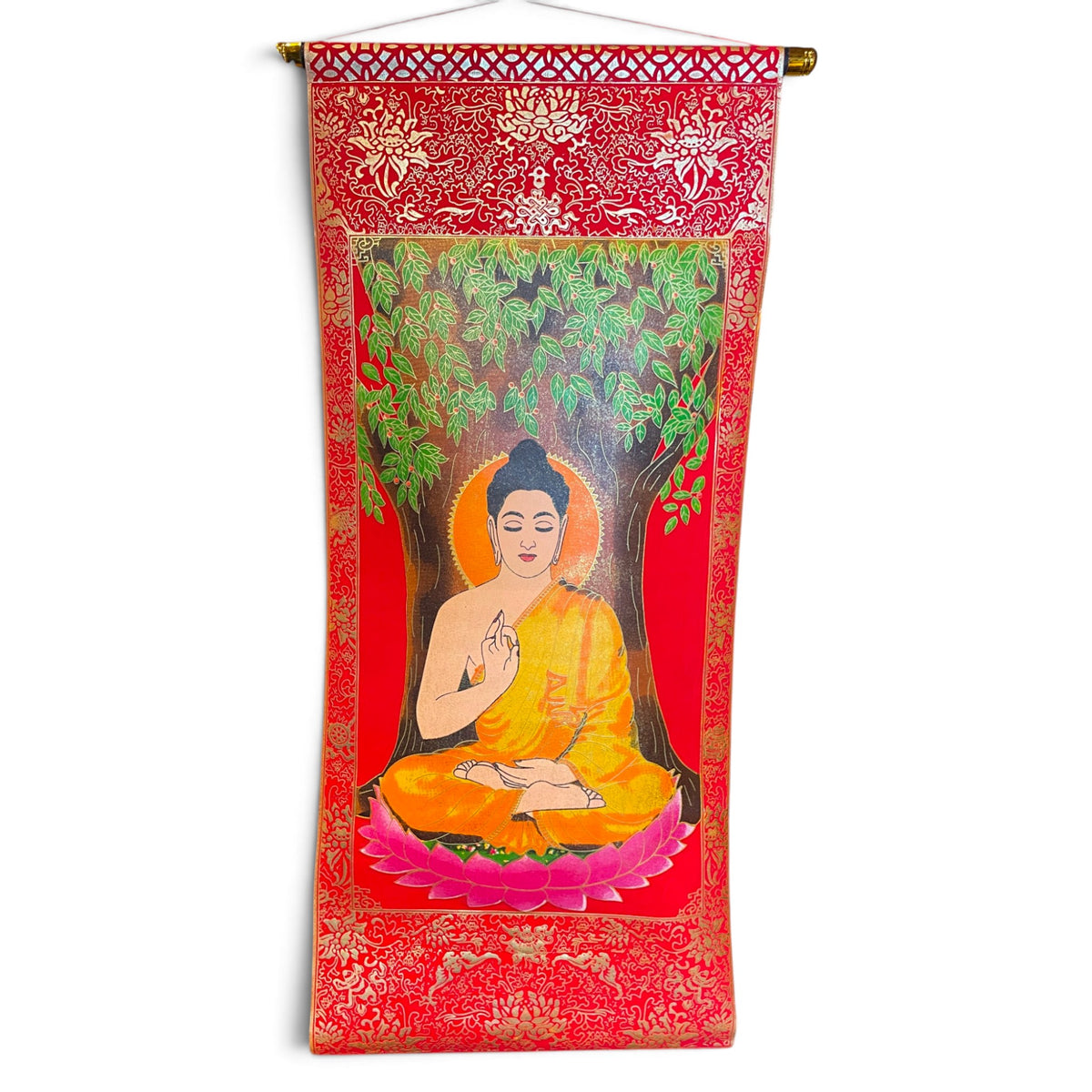 Buddha Thangka Rollbild gross, 75x34 cm, Gesamtansicht – Himalaya Vibes