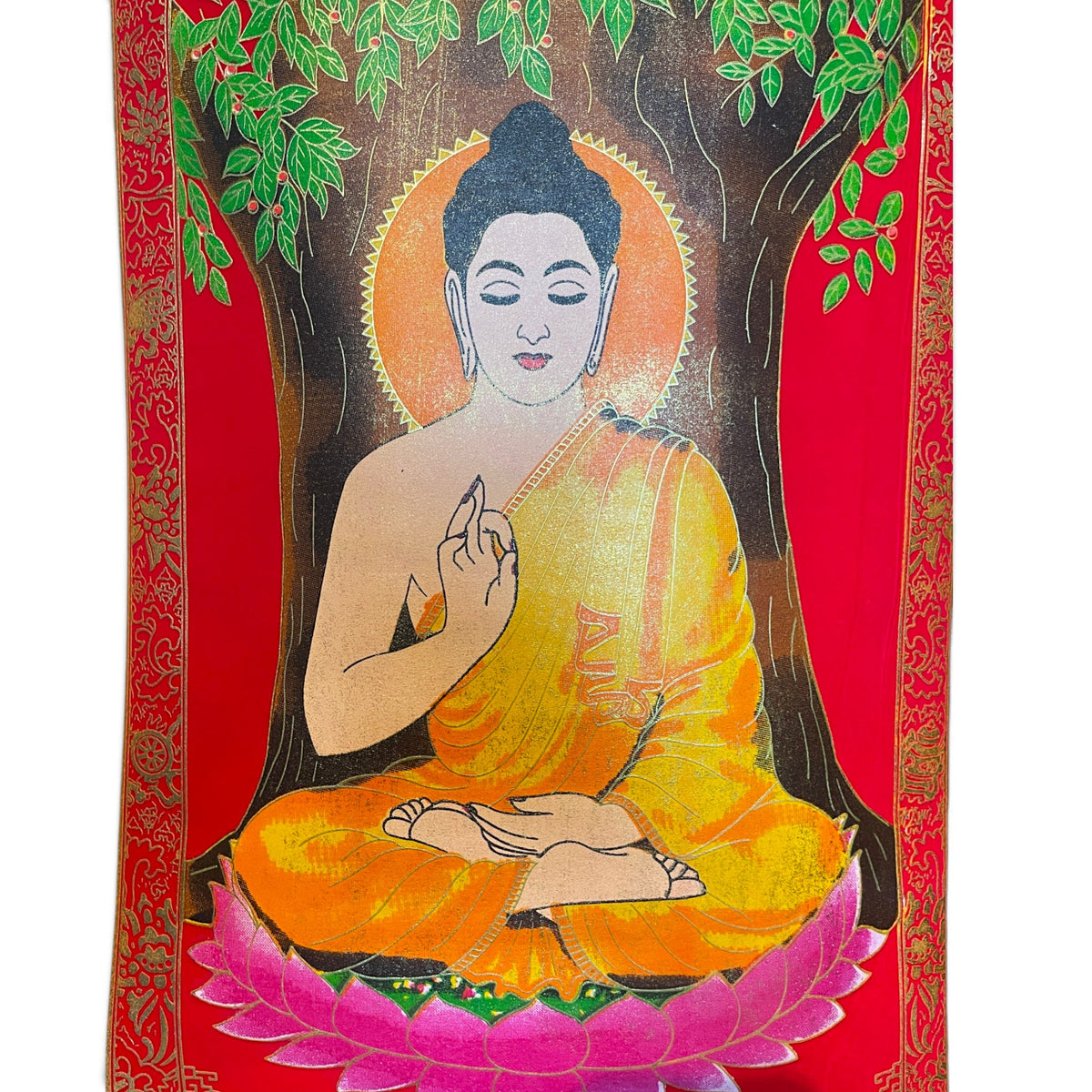 Detailaufnahme des Buddha-Gesichts unter dem Bodhi-Baum – Himalaya Vibes