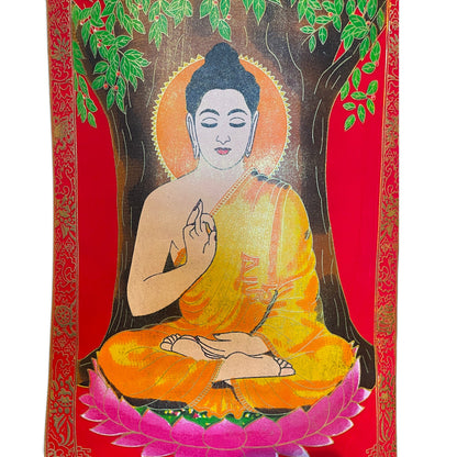Detailaufnahme des Buddha-Gesichts unter dem Bodhi-Baum – Himalaya Vibes