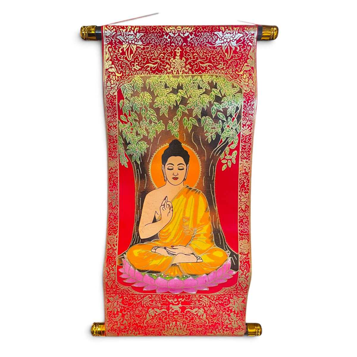 Buddha Thangka Rollbild klein, 45x20 cm, Gesamtansicht – Himalaya Vibes