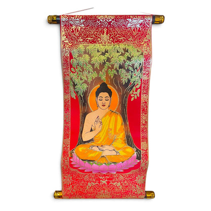 Buddha Thangka Rollbild klein, 45x20 cm, Gesamtansicht – Himalaya Vibes