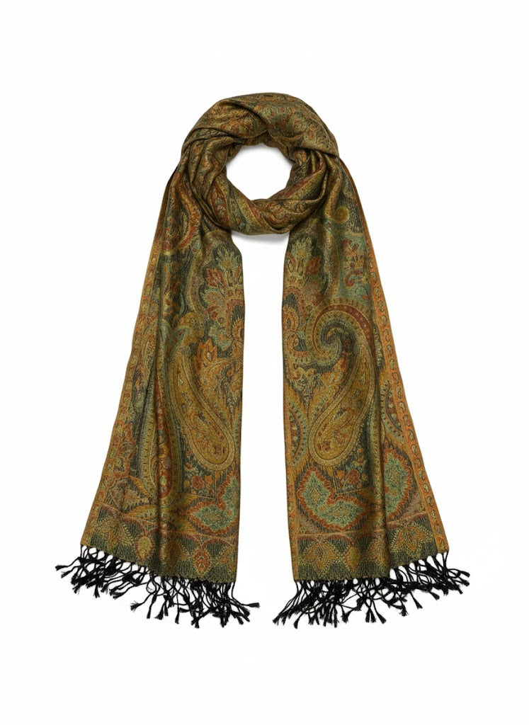 Indischer Paisley-Schal – Forest Glow